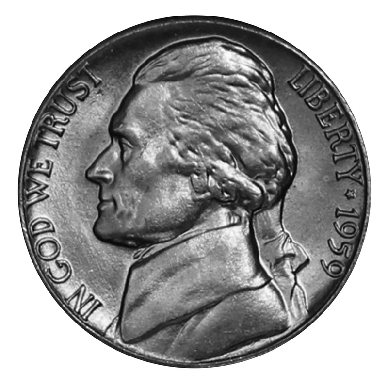 1959 D Jefferson Nickel Choice/Gem BU Roll (40 Coins)