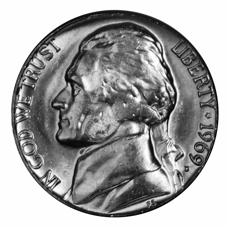 1969 D Jefferson Nickel Choice/Gem BU Roll (40 Coins)