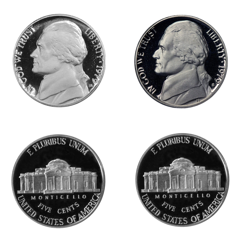 1979 S Jefferson Nickel Choice Cameo Proof 2 Coin Set Type 1 & 2