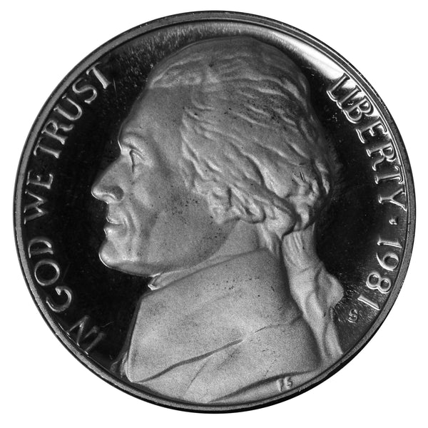 1981 Jefferson Nickel Choice Cameo Proof type 2 (Clear S)