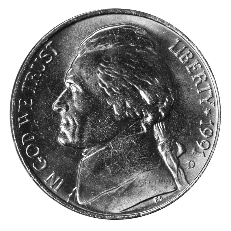 1991 D Jefferson Nickel Choice/Gem BU Roll (40 Coins)