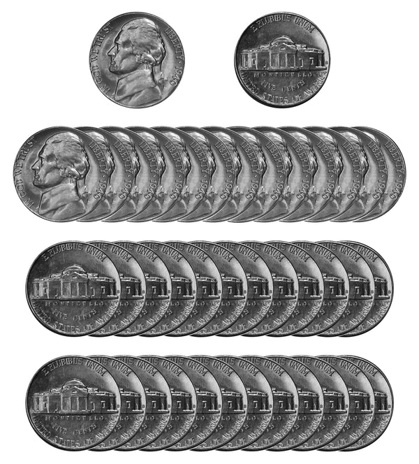 1940 S Jefferson Nickel Choice/Gem BU Roll (40 Coins)