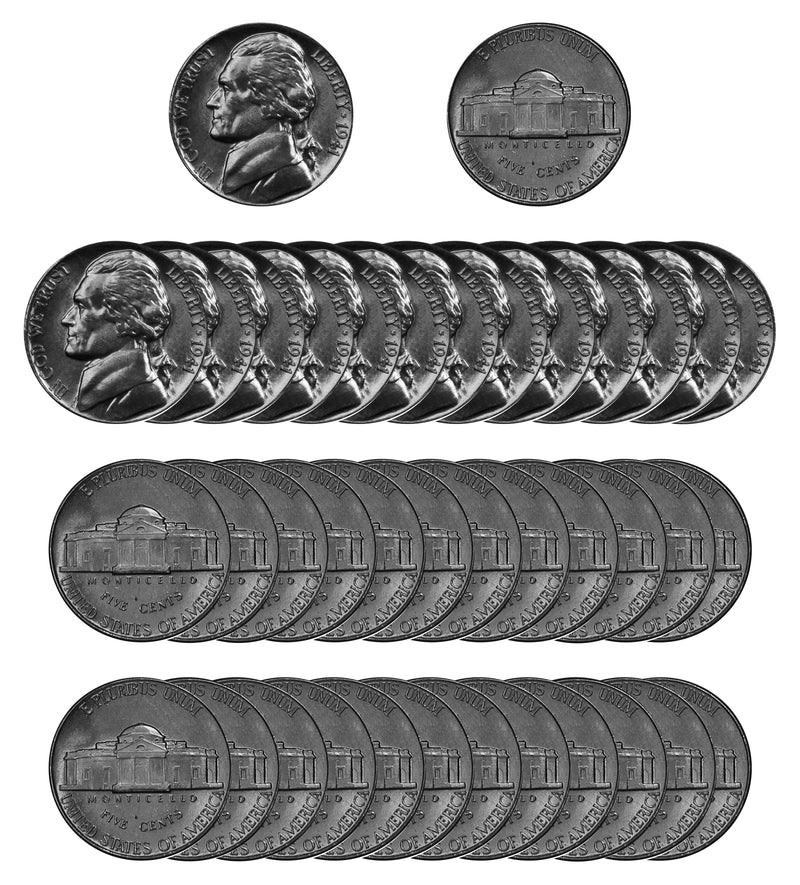 1941 P Jefferson Nickel Choice/Gem BU Roll (40 Coins)
