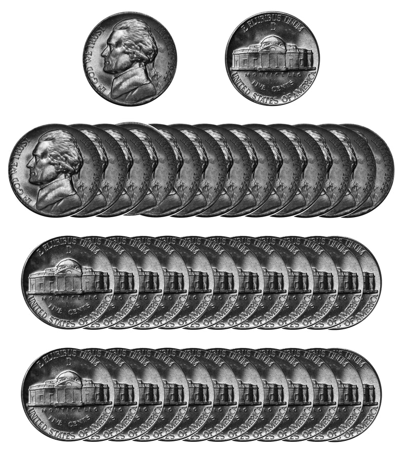 1944 D Silver Jefferson Nickel Choice/Gem BU Roll (40 Coins)