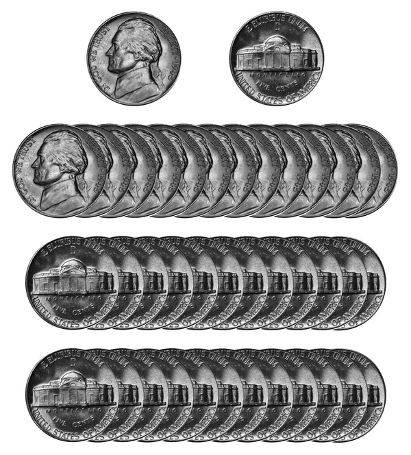 1945 D Silver Jefferson Nickel Choice/Gem BU Roll (40 Coins)