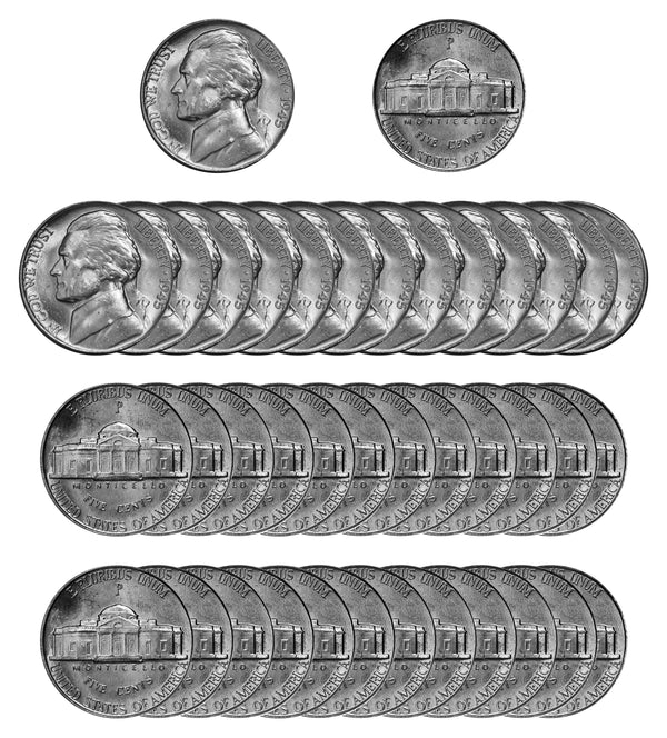 1945 P Silver Jefferson Nickel Choice/Gem BU Roll (40 Coins)