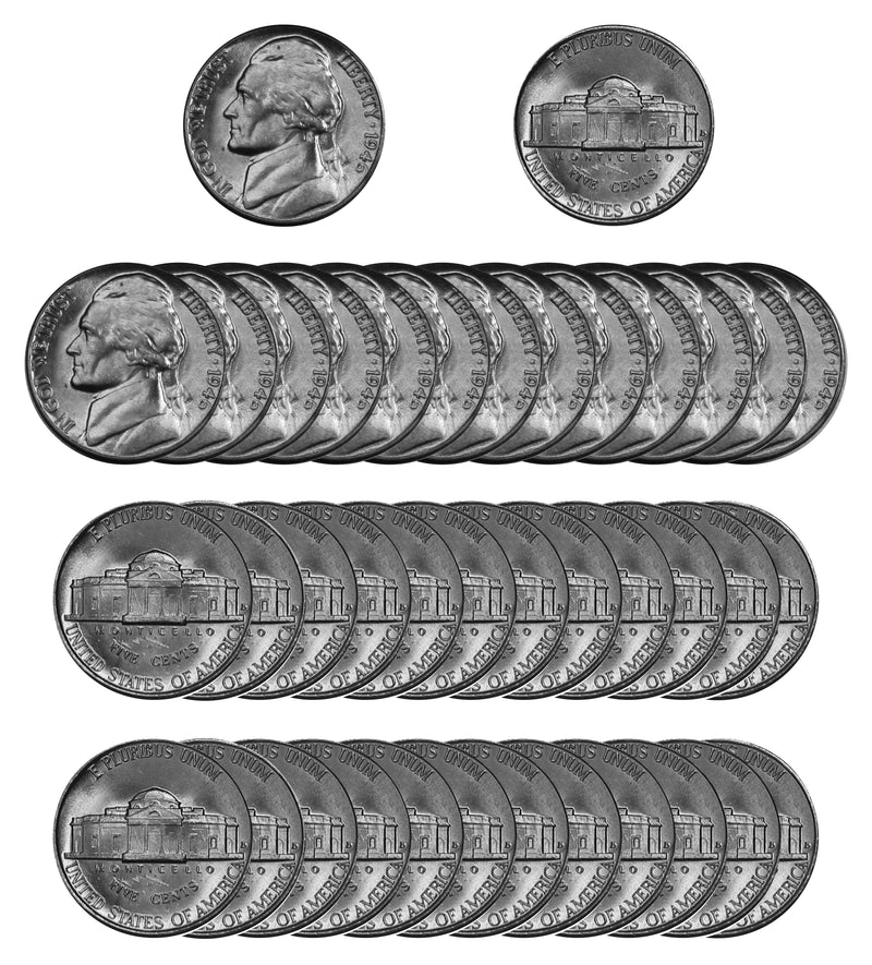 1946 D Jefferson Nickel Choice/Gem BU Roll (40 Coins)