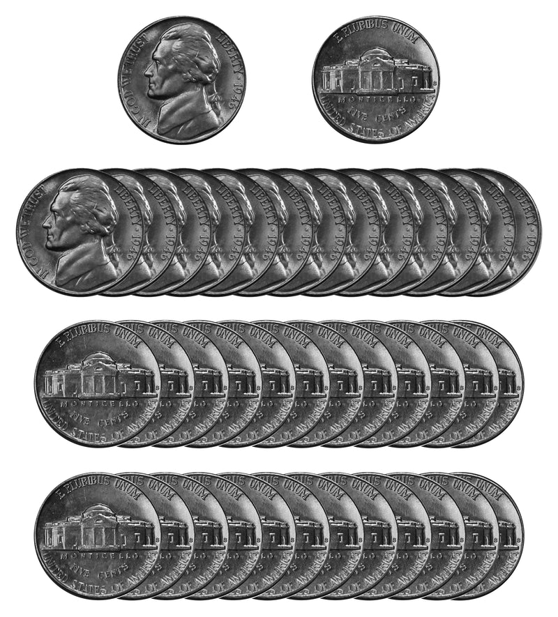 1946 S Jefferson Nickel Choice/Gem BU Roll (40 Coins)