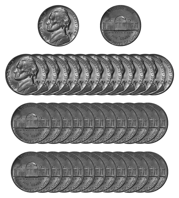 1949 P Jefferson Nickel Choice/Gem BU Roll (40 Coins)
