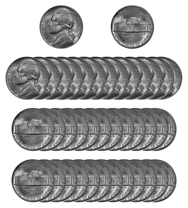 1950 D Jefferson Nickel Choice/Gem BU Roll (40 Coins)