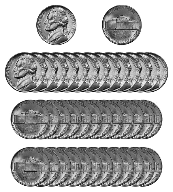 1953 D Jefferson Nickel Choice/Gem BU Roll (40 Coins)
