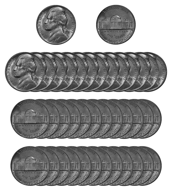 1953 P Jefferson Nickel Choice/Gem BU Roll (40 Coins)