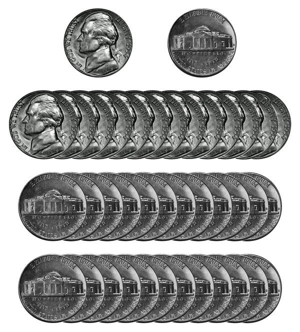 1954 S Jefferson Nickel Choice/Gem BU Roll (40 Coins)