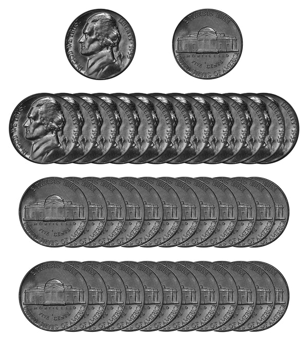 1955 P Jefferson Nickel Choice/Gem BU Roll (40 Coins)