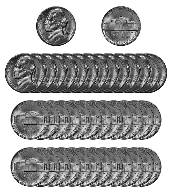 1956 D Jefferson Nickel Choice/Gem BU Roll (40 Coins)