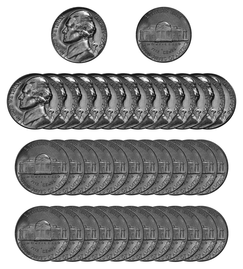 1956 P Jefferson Nickel Choice/Gem BU Roll (40 Coins)