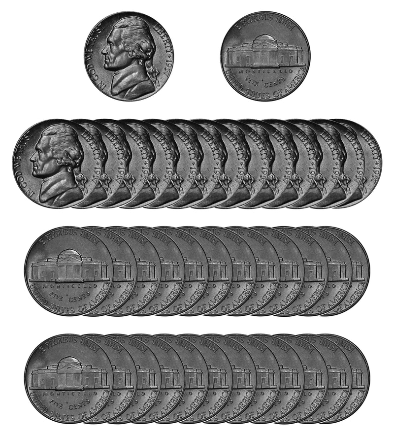 1957 P Jefferson Nickel Choice/Gem BU Roll (40 Coins)