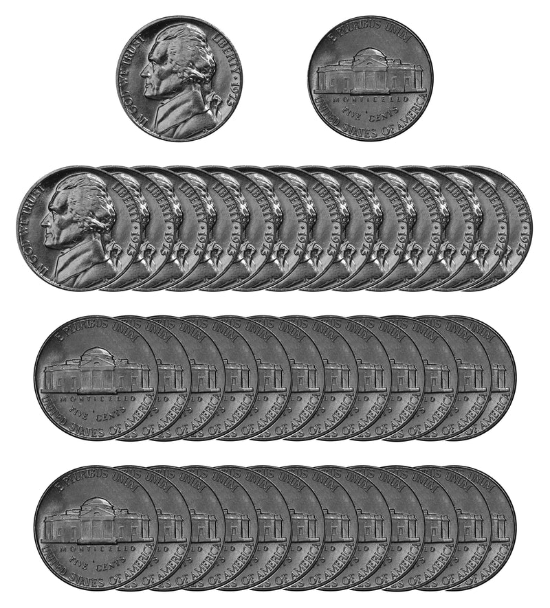 1973 P Jefferson Nickel Choice/Gem BU Roll (40 Coins)