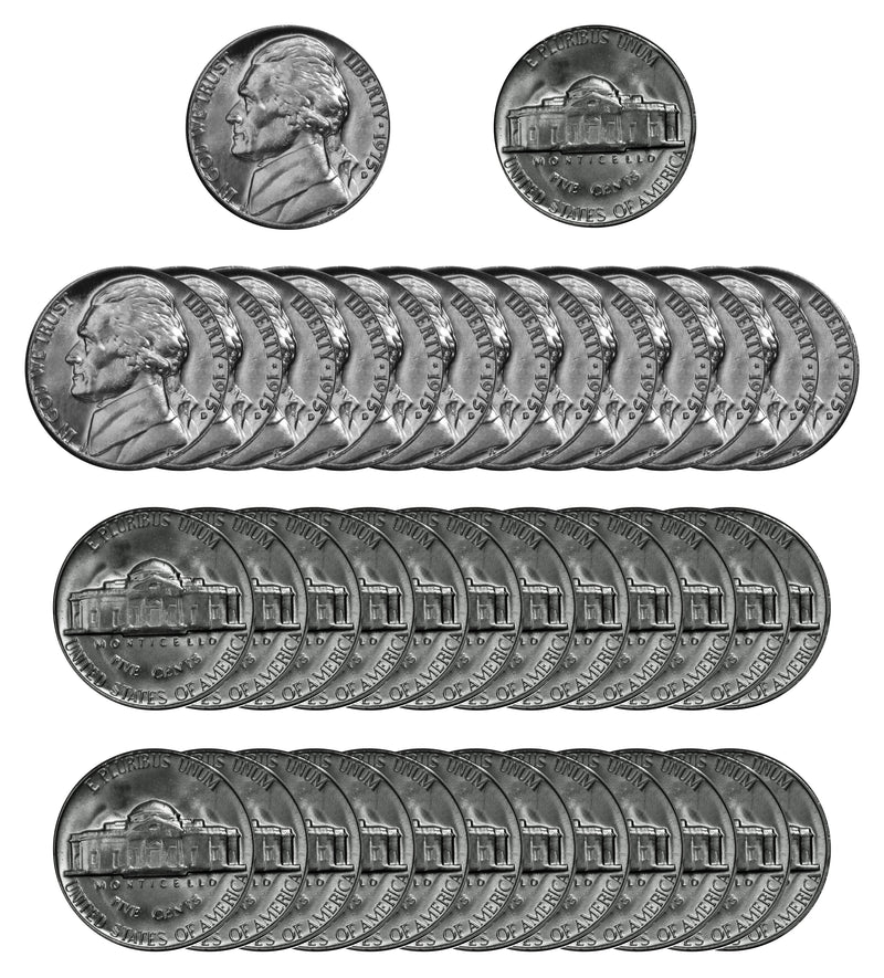 1975 D Jefferson Nickel Choice/Gem BU Roll (40 Coins)