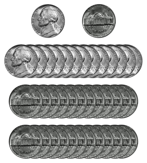 1976 D Jefferson Nickel Choice/Gem BU Roll (40 Coins)