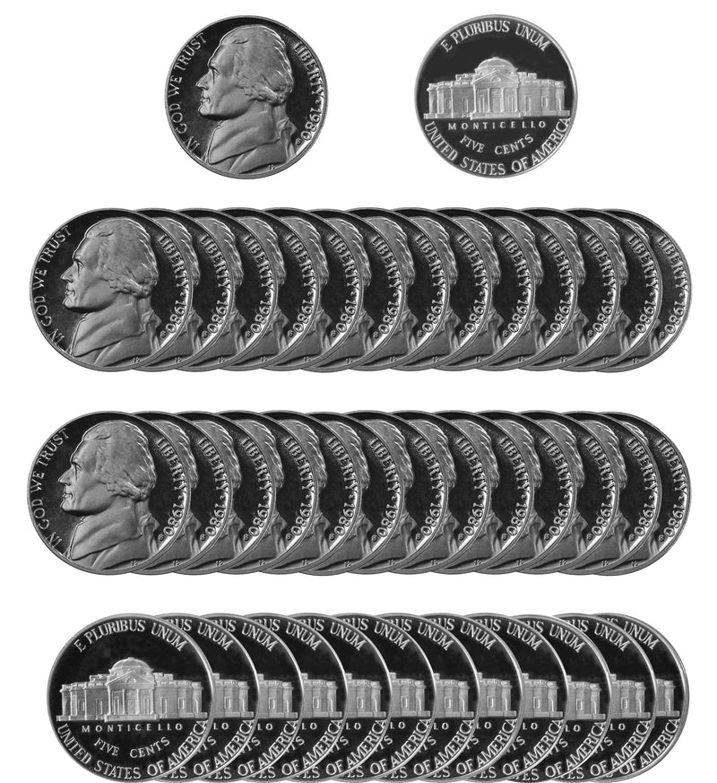 1980 Jefferson Nickel Gem Deep Cameo Proof Roll (40 Coins)