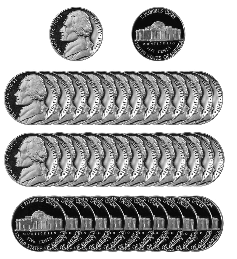 1981 Jefferson Nickel Gem Deep Cameo Proof Roll (40 Coins) Type 2 Clear S