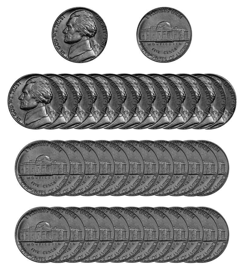 1981 P Jefferson Nickel Choice/Gem BU Roll (40 Coins)