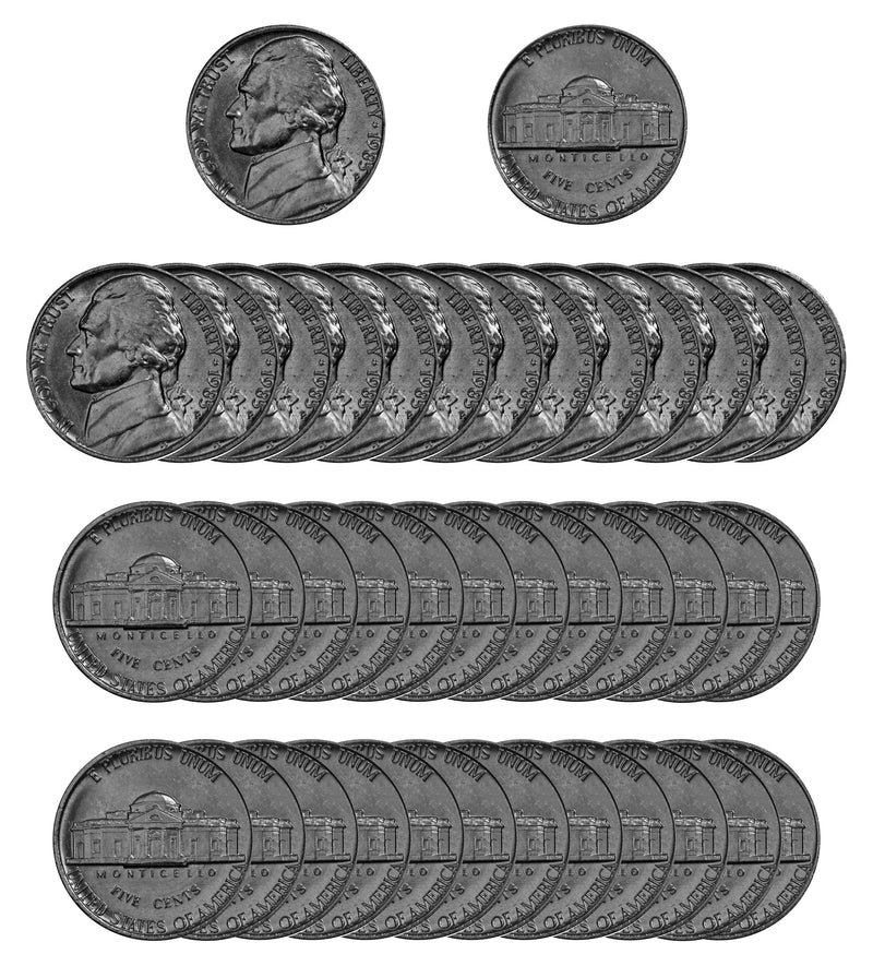 1985 P Jefferson Nickel Choice/Gem BU Roll (40 Coins)