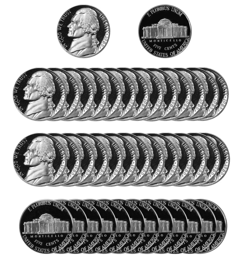 1986 S Jefferson Nickel Gem Proof Roll (40 Coins)