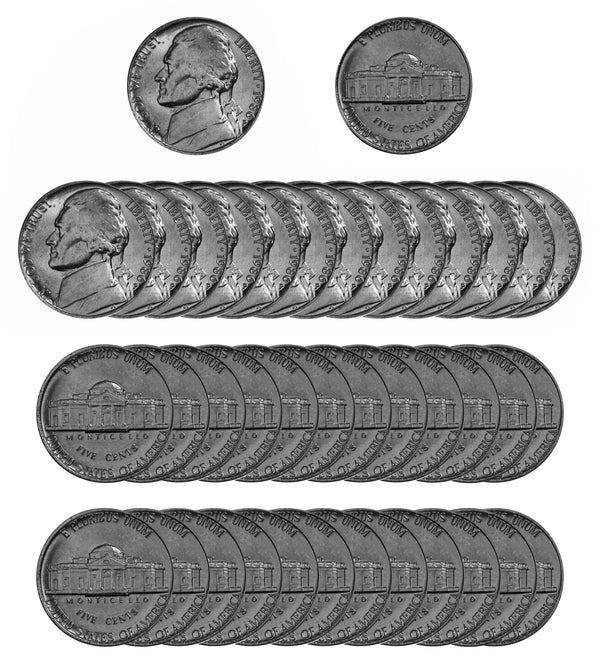 1986 P Jefferson Nickel Choice/Gem BU Roll (40 Coins)