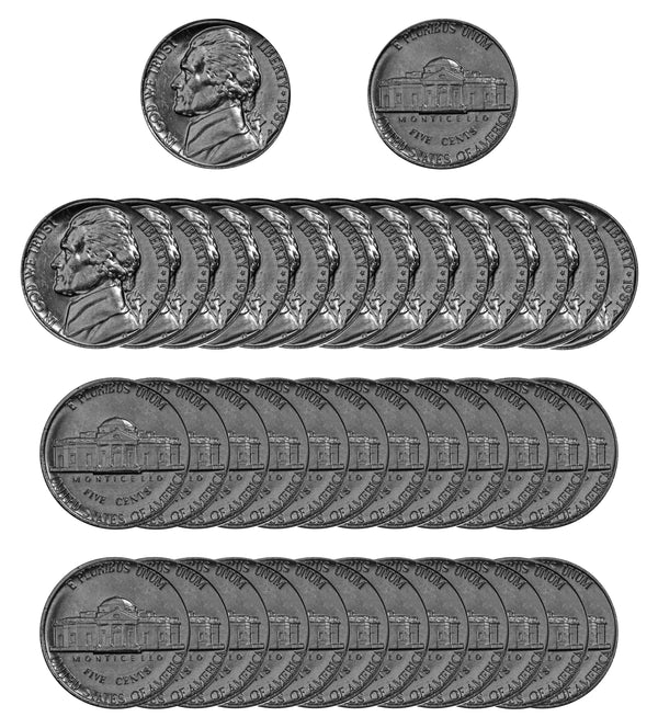 1987 P Jefferson Nickel Choice/Gem BU Roll (40 Coins)