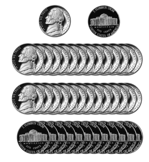 1988 S Jefferson Nickel Gem Proof Roll (40 Coins)