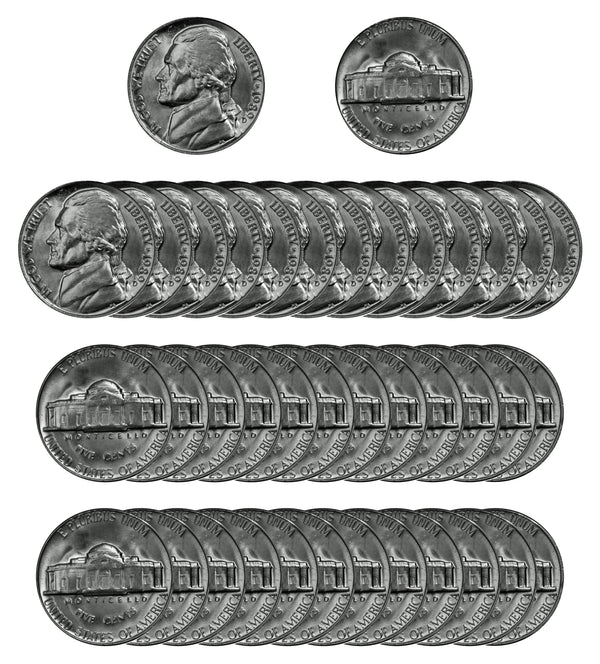 1989 D Jefferson Nickel Choice/Gem BU Roll (40 Coins)