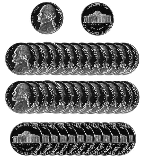 1990 S Jefferson Nickel Gem Proof Roll (40 Coins)