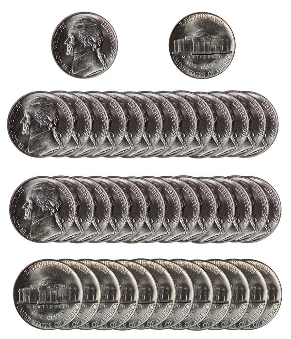 1991 D Jefferson Nickel Choice/Gem BU Roll (40 Coins)