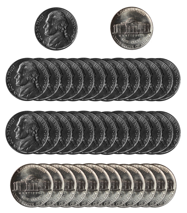 1992 P Jefferson Nickel Choice/Gem BU Roll (40 Coins)