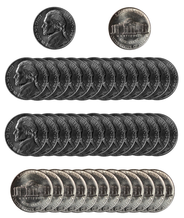 1994 D Jefferson Nickel Choice/Gem BU Roll (40 Coins)
