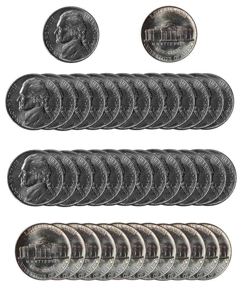 1994 P Jefferson Nickel Choice/Gem BU Roll (40 Coins)