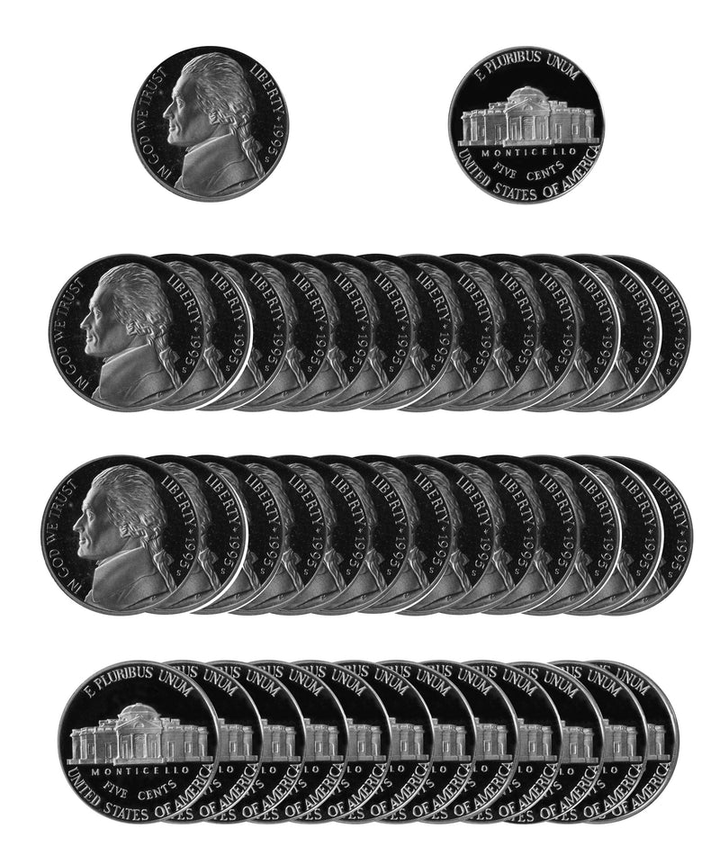 1995 S Jefferson Nickel Gem Proof Roll (40 Coins)