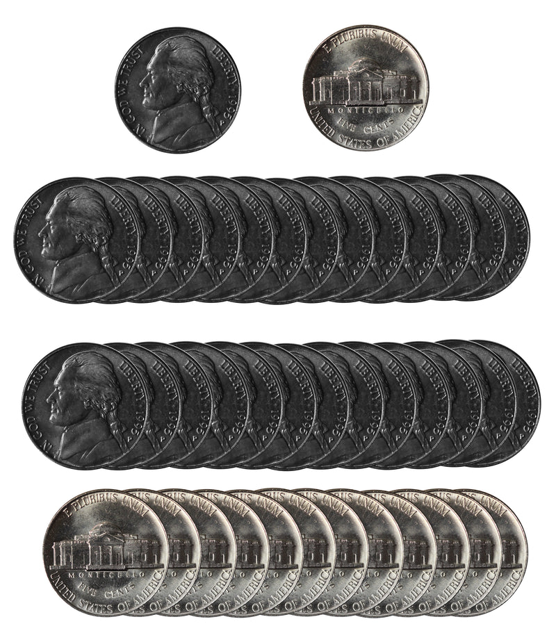 1995 P Jefferson Nickel Choice/Gem BU Roll (40 Coins)