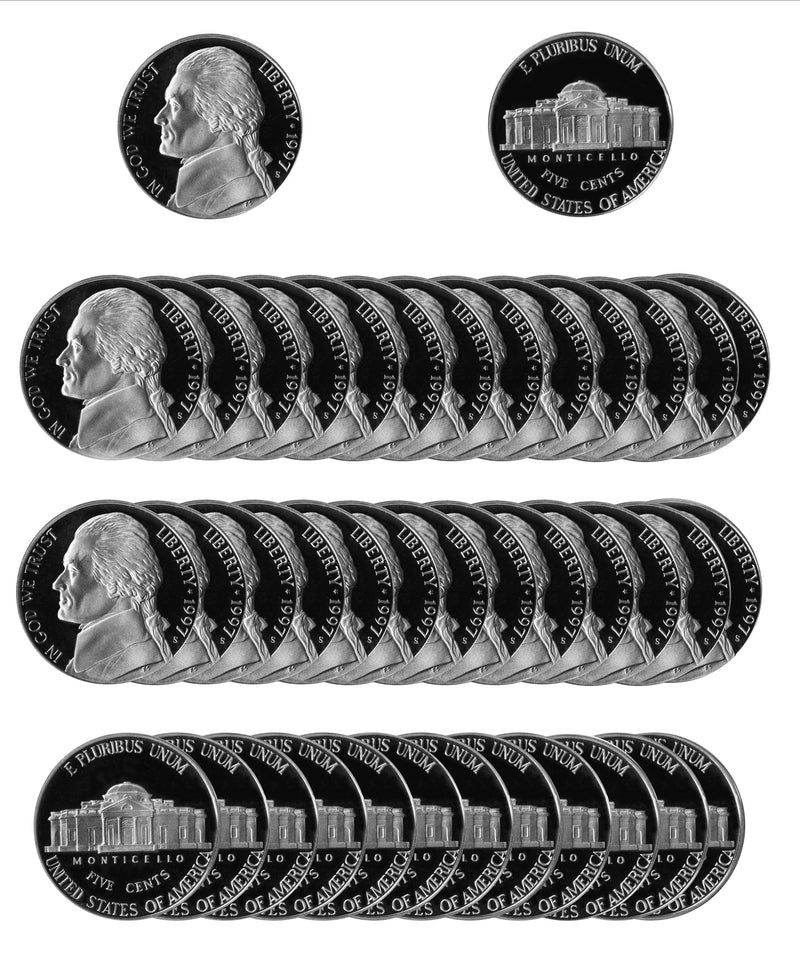1997 S Jefferson Nickel Gem Proof Roll (40 Coins)