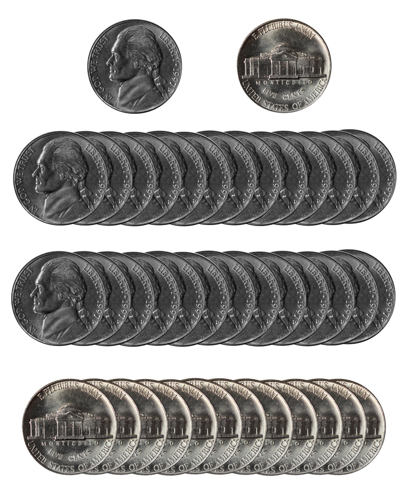 1997 D Jefferson Nickel Choice/Gem BU Roll (40 Coins)