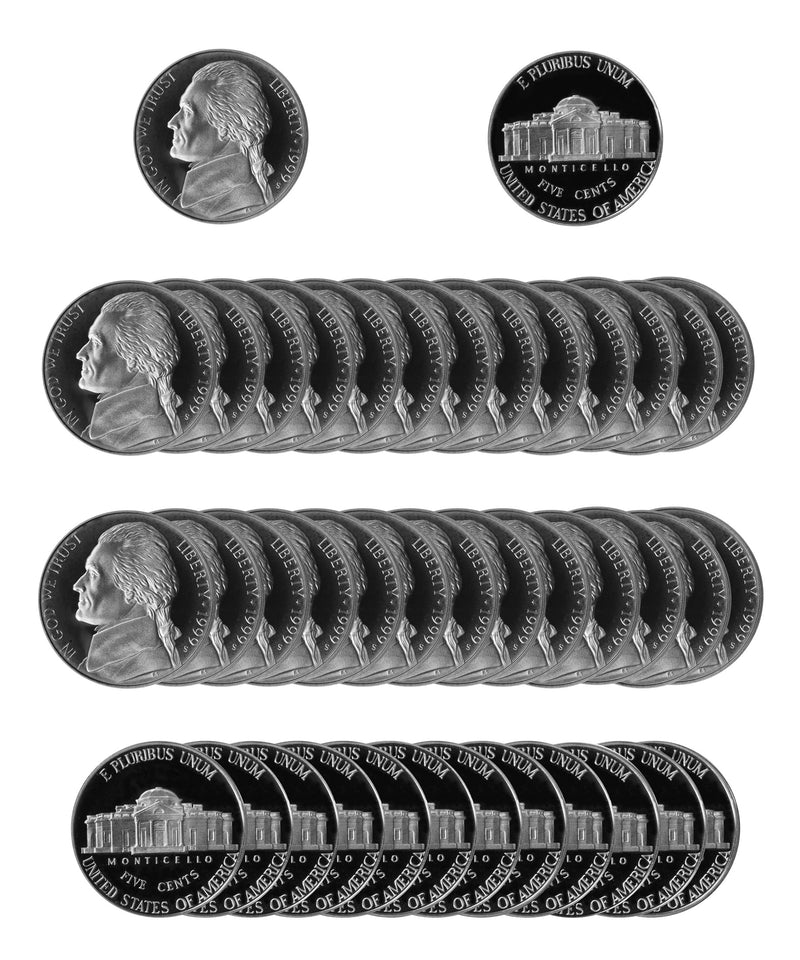 1999 S Jefferson Nickel Gem Proof Roll (40 Coins)