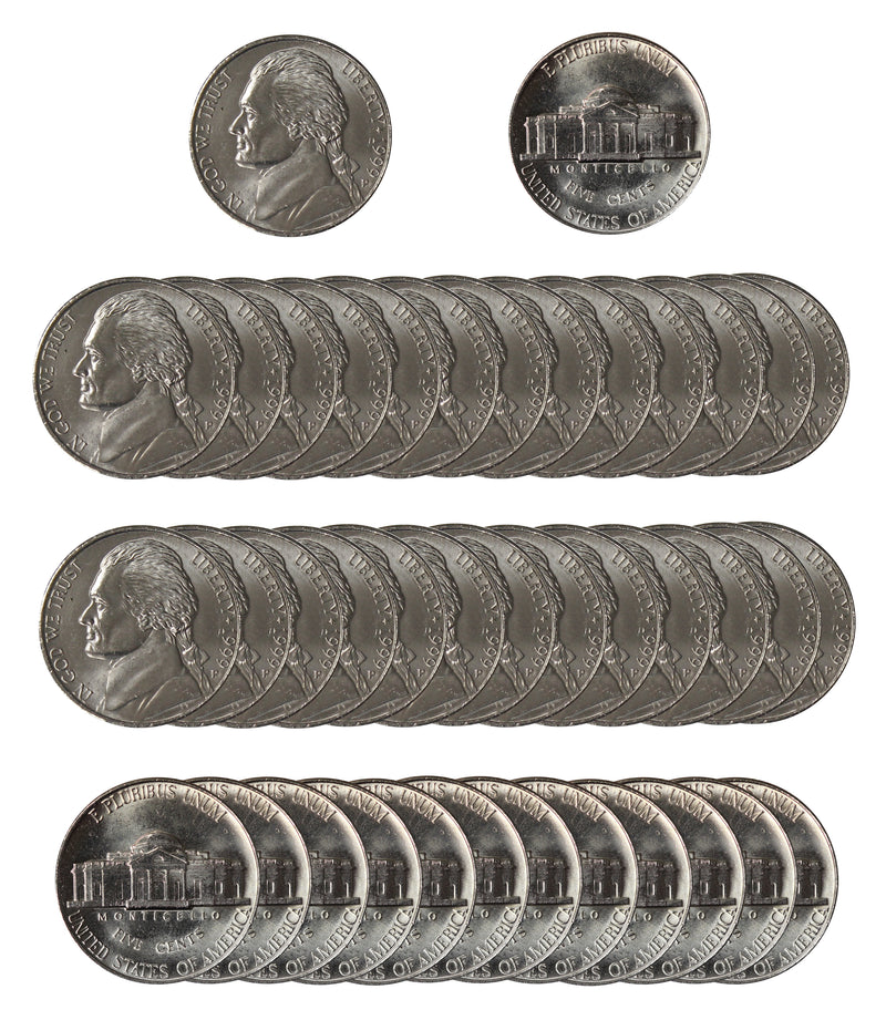 1999 P Jefferson Nickel Choice/Gem BU Roll (40 Coins)