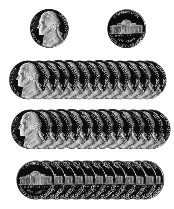 2000 S Jefferson Nickel Gem Proof Roll (40 Coins)