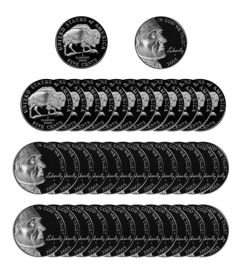 2005 Bison Jefferson Nickel Gem Proof Roll (40 Coins)