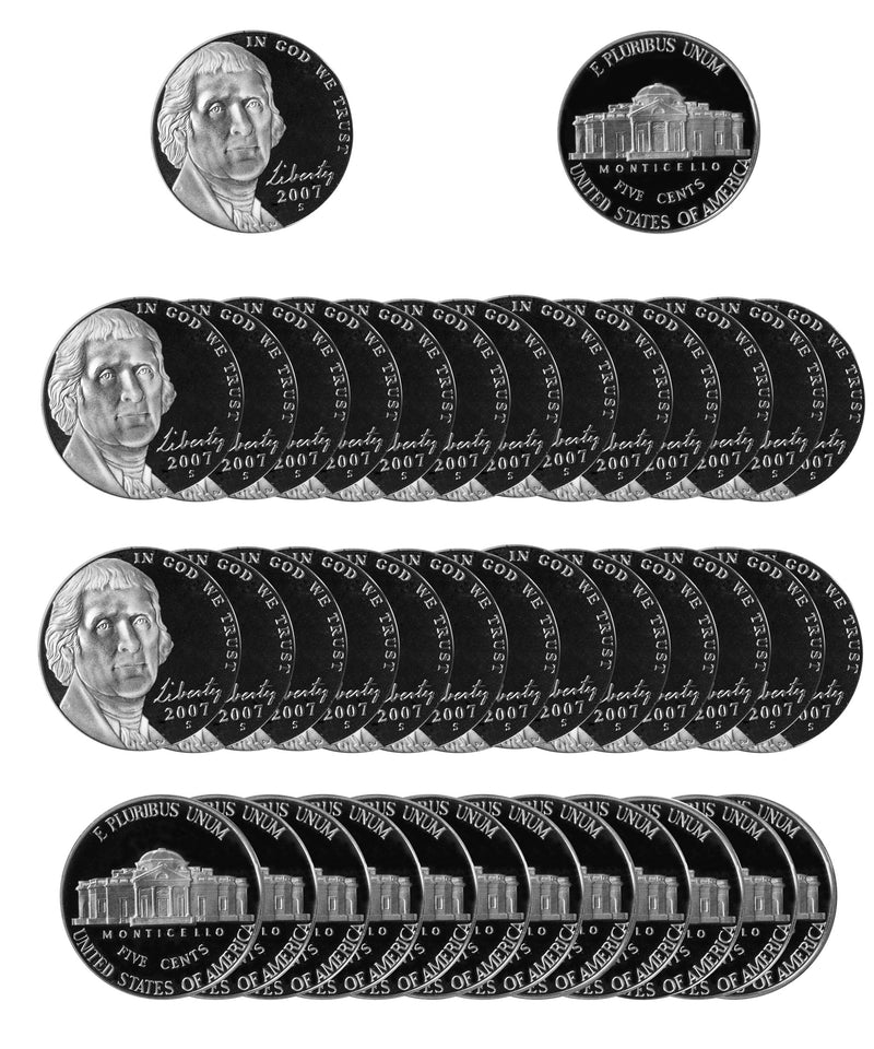2007 S Jefferson Nickel Gem Proof Roll (40 Coins)