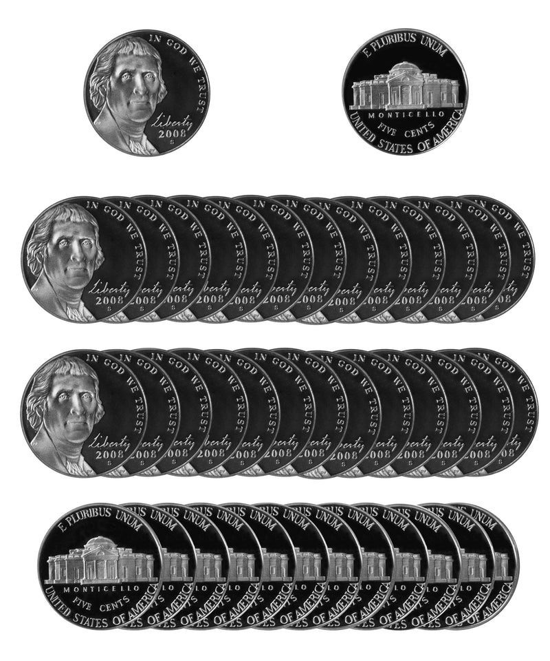 2008 S Jefferson Nickel Gem Proof Roll (40 Coins)