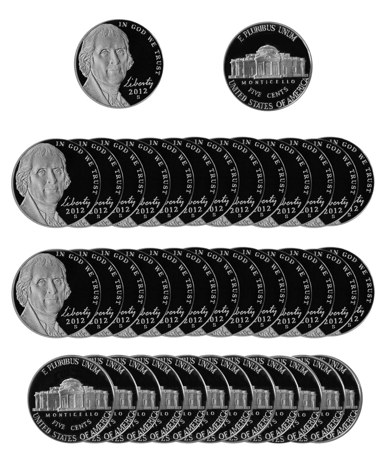 2012 S Jefferson Nickel Gem Proof Roll (40 Coins)