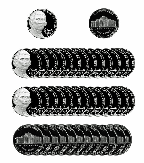 2013 S Jefferson Nickel Gem Proof Roll (40 Coins)